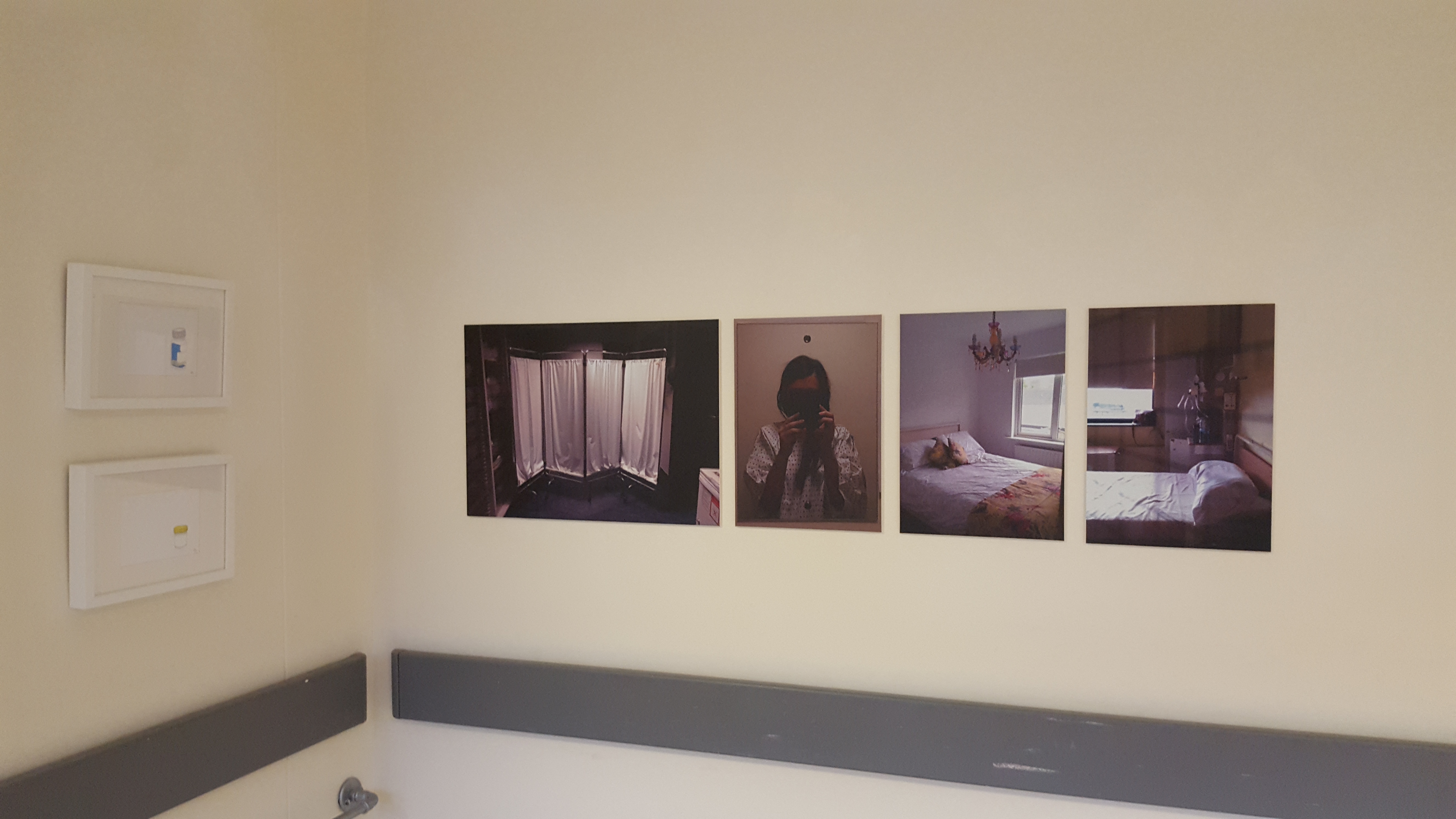 Four images ordered and hanging on a wall. My clinical life by Katie Moore
